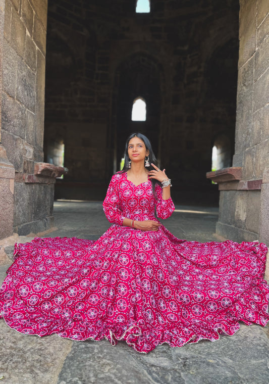 Pink Bandhni Dress